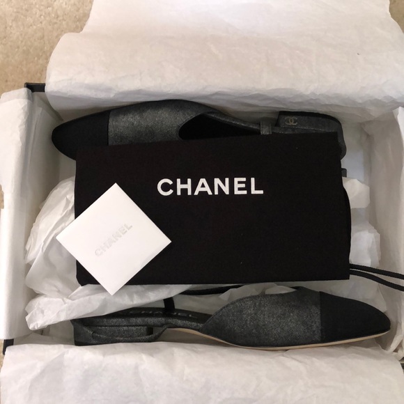 Chanel Slingback 37 size 7 Lambskin/Grosgrain - Picture 6 of 8